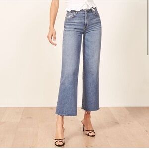 Reformation stretch flood high rise distressed jeans in Catalina wash Casual